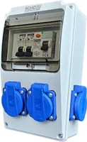 RoadEu - Stromverteiler 230V - 4x Schuko Steckdose mit Schalter - Steckdosenverteiler mit Fi Schutzschalter 40A und 2x C 16A. Baustromverteiler IP44