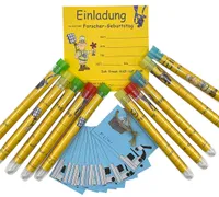 Kindergeburtstag Einladungen im Reagenzglas f. Forscher, 10 Stück, gelb, myExperimentSet