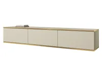 MIRJAN24 TV-Lowboard TV-Lowboard Oro I mit 3 Klappen, Griffloses Öffnungssystem push to open, 175x32x30 cm (Farbe: Beige / Beige + Gold)