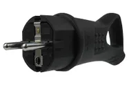 Schukostecker 16A 230V Gummistecker Schuko Schutzkontakt IP44 schwarz mit Griff