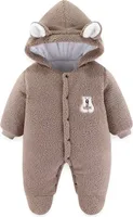 Baby Winter Overall Bärenoutfit Neugeborener Kapuzenmantel Säugling Warme Strampler Kleinkind Fleece Schneeanzug, 3-6 Monate, Braun