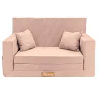 Flumi Minisofa kanapa rozkładana dla dzieci piankowa pufa sofa z funkcją spania -  różowa