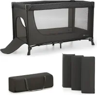 Kinderkraft JOY LIGHT 2-in-1 Reisebett - Leicht und Zusammenklappbar in 5 Sekunden - Bett für Kinder und Reisebett - Inklusive Tragetasche - Grau