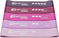 Hop-sport Sada 5 odporových gum 600x50mm růžové | úrovně odporu v rozsahu od 2,5-18KG