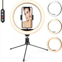 Ringlicht mit Stativ 26cm Selfie Ringlicht 10 Zoll LED Ringleuchte mit Fernbedienung für YouTube Fotografie Live Streaming Tik Tok Make-up (F-531)