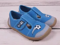 Jungen sneaker 3F 3BE3/15 bar3foot super flexi blau mit ball, barefoot, klettverschluss