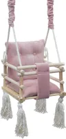 LuMali Holzschaukel Babyschaukel zum Aufhängen, Indoor Schaukel für Kinder, Rosa Schaukel mit Kissens Schaukel Indoor und Outdoor, Kleinkinderschaukel