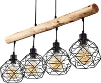Torano »Torano« längliche Hängelampe aus Metall/Holz in Schwarz/Braun