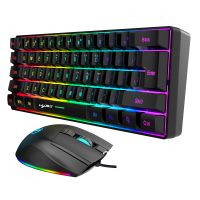 HXSJ kabellos Tastatur und Mus Set, 61-Tasten RGB mechanische Gaming Tastatur und RGB Gaming Maus, 6 einstellbare 7200 DPI, ergonomisches Design