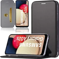 Handy Schutz Hülle für Samsung Galaxy A02s / M02s  Handytasche mit Magnetdeckel Kartenfach und Standfunktion Klapphülle Schwarz