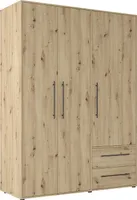 Kleiderschrank - 144 x 200 cm - 3 Türen - 2 Schubladen - Artisan Eiche Nachbildung