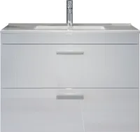 trendteam Bad Waschbeckenunterschrank Devon Weiß Melamin/Weiß Hochglanz Tiefzieh 81 x 59 x 47 cm