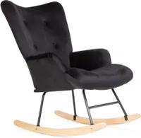 Fotel Fotel do salonu Fotel relaksacyjny Fotel tapicerowany Fotel TV Fotel bujany Fotel bujany B2 MOSS PLUS 2w1 welur czarny 70x95cm HOMLA