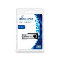 MEDIARANGE MR907, 4 GB, USB Type-A / Micro-USB, 2.0, 13 MB/s, otočný krúžok, čierna, strieborná