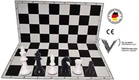 Schachset "Profi" mit Schachbrett und Schachfiguren KH 93 mm, weiss-schwarz, Staunton Form, mit Filzsockel