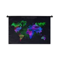 MuchoWow® Tapiserie Věšení na zeď Mapa světa - Barvy - barevné 60x40 Tapiserie dekorace Nástěnná šála