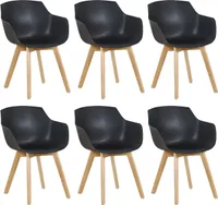 HJ_WeDoo 6er Set Sessel Skandinavisch Wohnzimmerstuhl Modern Esszimmerstühle mit solide Buchenholz Bein, Schwarz