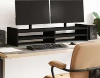 Podstawka pod monitor czarna 100x27x20 cm materiał drewnopochodny