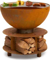 Blumfeldt Feuerschale, Tragbare Feuerschalen für den Garten, Outdoor Feuerstelle, Feuerschalen mit Grillrost, Feuerschale Groß, Gartenfeuerschale für Balkon & Terrasse, 60 x 56 x 60 cm