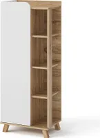 Vicco Midischrank Karen, 50 x 128 cm mit Tür und offenen Fächern, Sonoma/Weiß