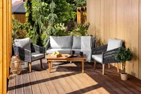Gartenmöbel Set MATERA Gartensitzgruppe mit Couchtisch aus Akazienholz - Grau