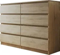 MIRJAN24 Kommode Malwa M8 140, Stilvoll Sideboard mit 8 Schubladen, Schlafzimmer Highboard, Modern Kollektion (Sonoma Eiche)