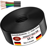 15m Kunststoffschlauchleitung H05VV-F 3G1 Schwarz Flexible Leitung Gerätekabel