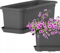KADAX "Evron" květinový truhlík s podšálkem, z plastu, květináč na balkon, terasu, parapet, 40 cm, antracitová barva
