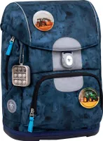 Belmil ergonomischer Schulranzen Set 4 -teilig für Jungen 1-4 Klasse Grundschule mit Patch Set/Brustgurt, Hüftgurt/Magnetverschluss/sonstige Muster/ blau (405-74 Blue Splash)