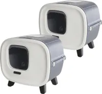 2er Sparpack Designer-Retro Katzentoilette mit Schwingklappe, Filter und Schublade
