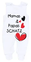 TupTam Unisex Baby Strampler mit Spruch I love Mum and Dad, Farbe: Weiß - Mamas Papas Schatz, Größe: 56