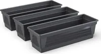Plastard Blumenkasten 3er Set Anthrazit 100 cm Pflanzkasten Balkonkasten Pflanzkübel