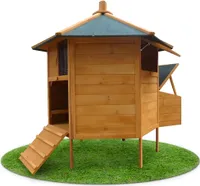Melko Hühnerhaus Gefügelstall Kleintierkäfig 6-Eck Freigehege - Braun / Grün