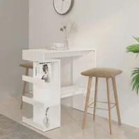 vidaXL Barový stůl s policí vysoký lesk bílý 100x50x101,5 cm