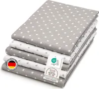 5er Set Spucktücher, 100% Baumwolle, 80x80 cm, Sternemuster, weiß - grau