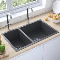 vidaXL Kuchyňský dřez černý z nerezové oceli