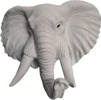 Harz Elefant Wandskulptur Heimdekoration Weiß 20x9x21.5CM