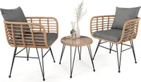 di volio Polyrattan Sitzgruppe für 2 Personen SAVIO - Balkonmöbel Set 3 teilig zwei Stühle und Tisch – kleines Lounge Balkonset für Terrasse Garten Balkon