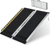 COSTWAY Auffahrrampe 91x74cm, Rollstuhlrampe bis 272kg mit Anti-Rutsch, Schwellenrampe Alu klappbar
