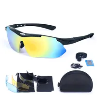 Fahrradbrille, Herren Damen Sportbrille, mit 4 mit Montierbaren Brillenband,Outdoor Sport/Radfahren/Laufen/Autofahren/Angeln/Golf, UV-Schutz 400