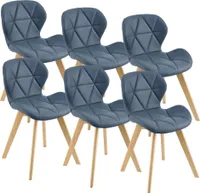 Esszimmerstuhl Älmhult 6-er Set 81x57 cm Kunstleder Buche Stühle Wohnzimmerstuhl Küchenstuhl Blau