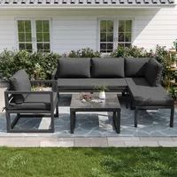 MERAX Gartenlounge-Set 4-tlg., Balkonmöbel Gartengarnitur Gartenlounge mit Verzinktem Eisengestell, Gartenmöbel-Set Sitzgruppe mit Sofa