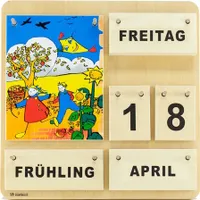 Dauerkalender aus Holz | Wand-, Tisch + Lernkalender | Handgefertigt - Motiv Karl und Kathrinchen