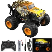 RC-Auto 2,4GHz Monstertruck mit LED-Licht RC Fernbedienung Spielzeugauto gelb