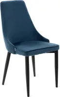 Stuhl Wohnzimmerstuhl Küchenstuhl Esszimmerstuhl Lehnstuhl LOUIS RIBBON Veloursstuhl blau 44x59x88 HOMLA