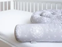 400 cm Nestchenschlange PUSTELBLUME Grau Baumwolle Multifunktion PREMIUM Bettschlange Zierkissen Bettrolle Dekokissen Zugluftstopper Top GESCHENK