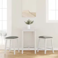CLORIS Barstühle mit Kissen 2 Stk. Weiß Massivholz Gummibaum 4102580