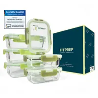 FITPREP® Frischhaltedosen Glas 12-teiliges Set [6 Vorratsdosen + 6 Deckel] - Premium Glasbehälter für Meal Prep -luftdichte Vorratsdosen Glas 1040 ml