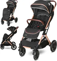 Lorelli Kinderwagen Storm, Reisebuggy mit Liegeposition, Baby Buggy mit Liegefunktion klein, Leicht, Nur 9,3kg, Kinderbuggy klappbar bis 22kg, Schwarz