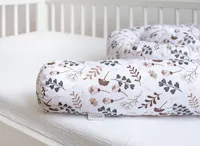 400 cm Nestchenschlange BRAUN BLUMENWIESE  Baumwolle Multifunktion PREMIUM Bettschlange Zierkissen Bettrolle Dekokissen Zugluftstopper  GESCHENK